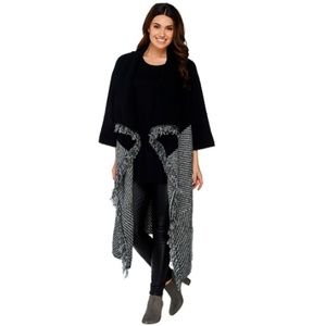 G.I.L.I. Knit Jacquard Open Front Wrap Sweater
